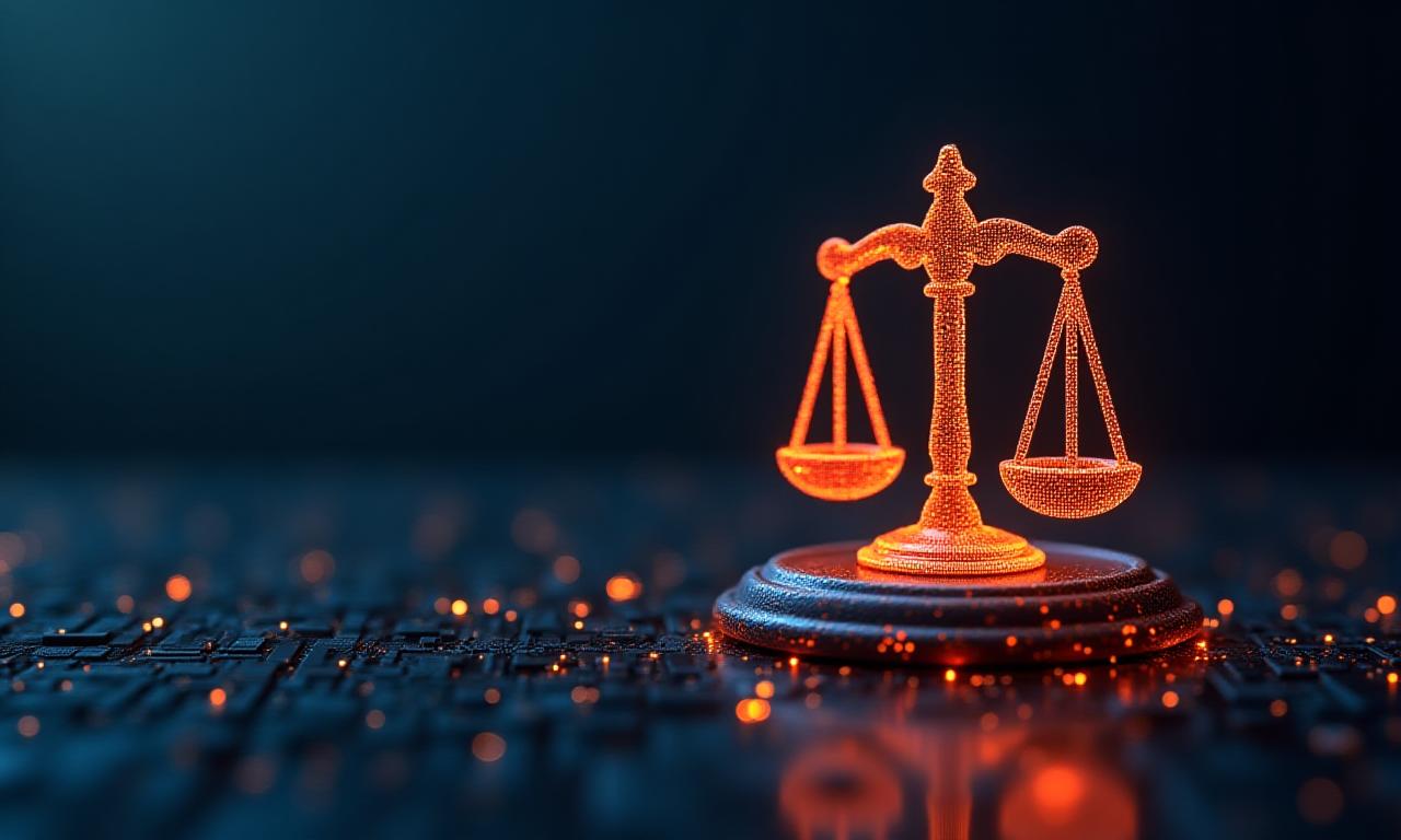 Abstract digital representation of legal security and data encryption